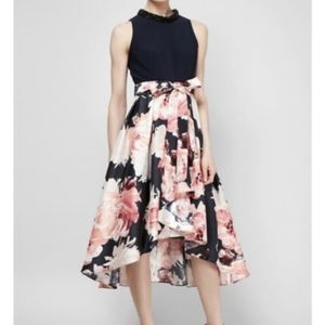 SLNY high low floral print dress